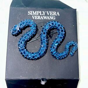 Simply Vera Verawang  blue rhinestone snake statement piece pin new brooches